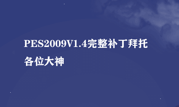 PES2009V1.4完整补丁拜托各位大神