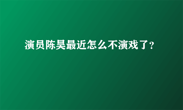 演员陈昊最近怎么不演戏了？