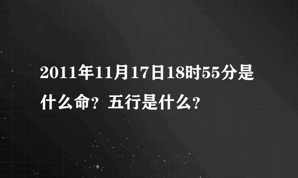 2011年11月17日18时55分是什么命？五行是什么？