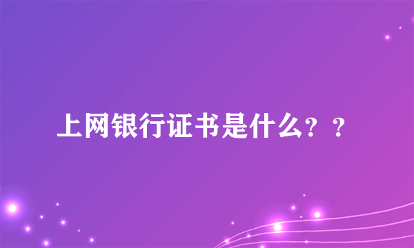 上网银行证书是什么？？