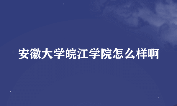 安徽大学皖江学院怎么样啊