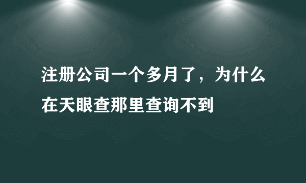 注册公司一个多月了，为什么在天眼查那里查询不到