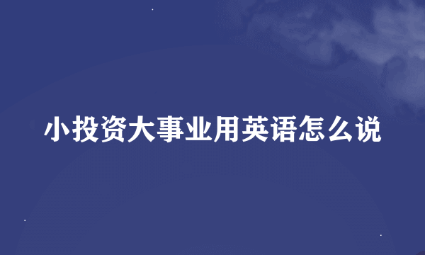 小投资大事业用英语怎么说