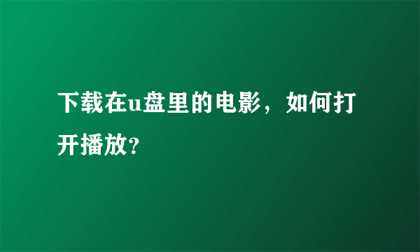 下载在u盘里的电影，如何打开播放？