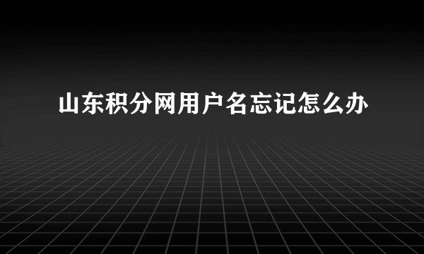 山东积分网用户名忘记怎么办