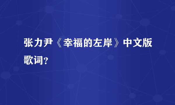 张力尹《幸福的左岸》中文版歌词？