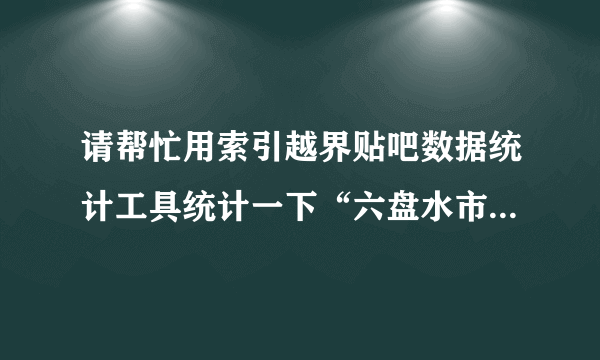 请帮忙用索引越界贴吧数据统计工具统计一下“六盘水市三中”吧的最有影响力的100名吧友！