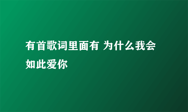 有首歌词里面有 为什么我会如此爱你