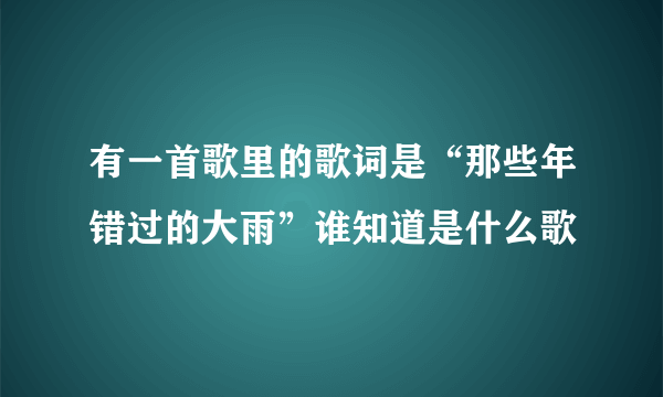 有一首歌里的歌词是“那些年错过的大雨”谁知道是什么歌