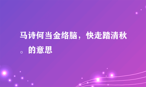 马诗何当金络脑，快走踏清秋。的意思