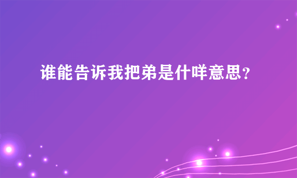 谁能告诉我把弟是什咩意思？