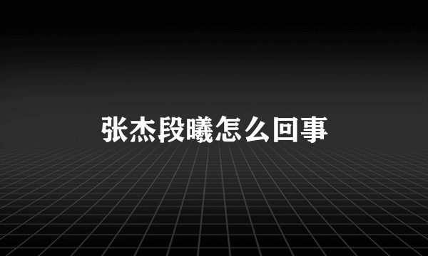 张杰段曦怎么回事