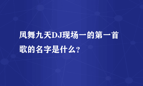 凤舞九天DJ现场一的第一首歌的名字是什么？