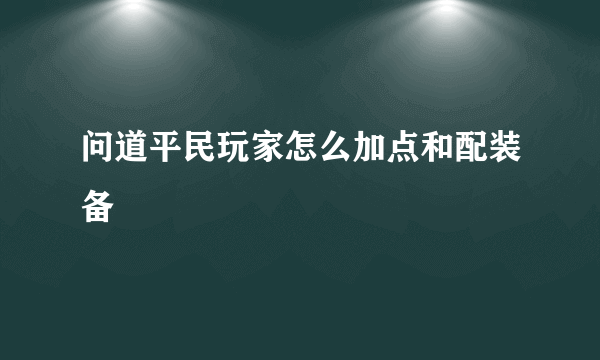 问道平民玩家怎么加点和配装备