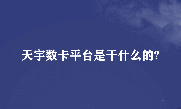 天宇数卡平台是干什么的?