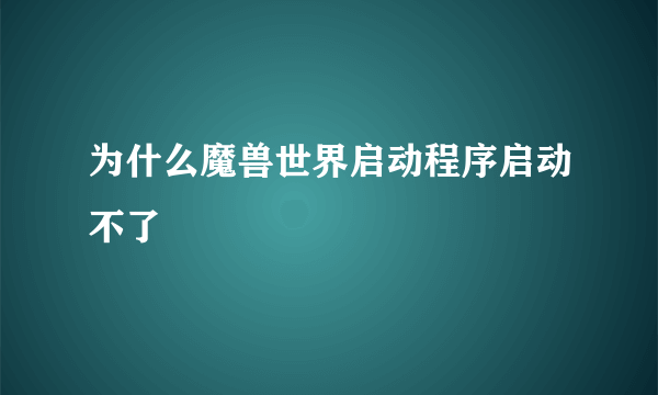 为什么魔兽世界启动程序启动不了