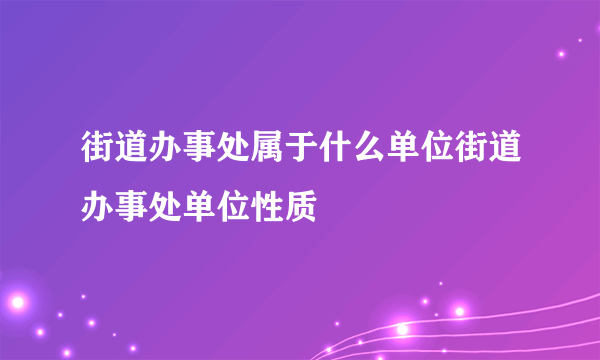 街道办事处属于什么单位街道办事处单位性质