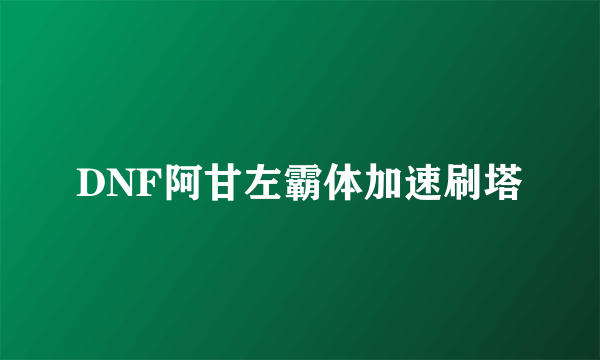 DNF阿甘左霸体加速刷塔