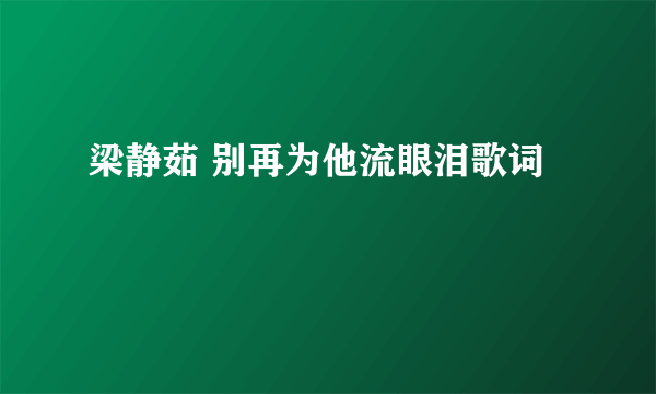 梁静茹 别再为他流眼泪歌词