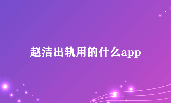 赵洁出轨用的什么app