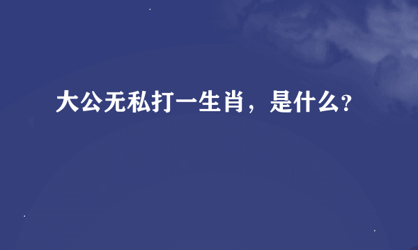 大公无私打一生肖，是什么？