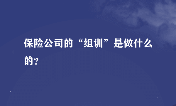 保险公司的“组训”是做什么的？