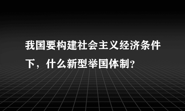 我国要构建社会主义经济条件下，什么新型举国体制？