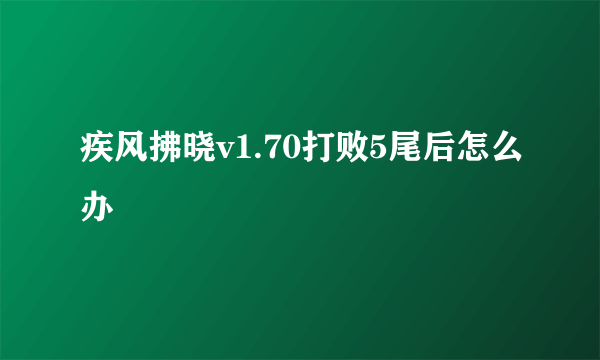 疾风拂晓v1.70打败5尾后怎么办