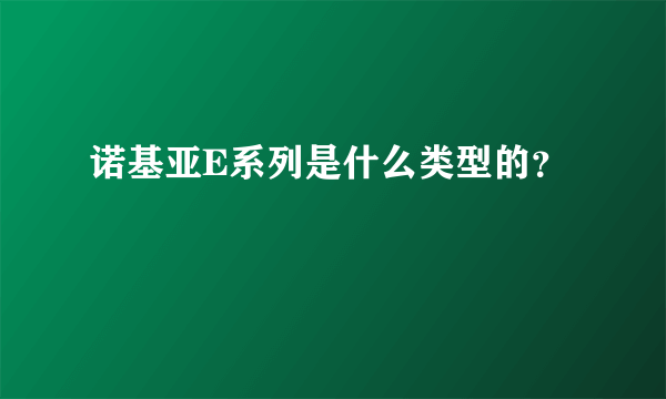 诺基亚E系列是什么类型的？