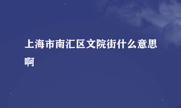 上海市南汇区文院街什么意思啊