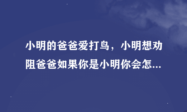 小明的爸爸爱打鸟，小明想劝阻爸爸如果你是小明你会怎样说服爸爸，爸爸，小明怎么说