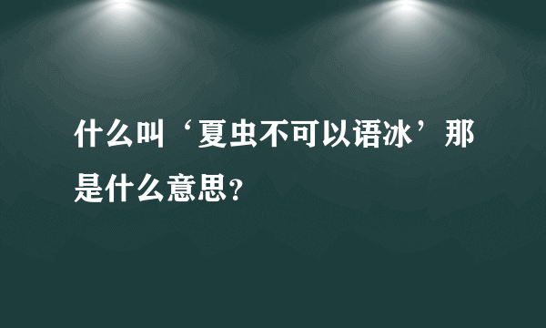 什么叫‘夏虫不可以语冰’那是什么意思？