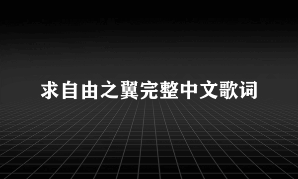 求自由之翼完整中文歌词