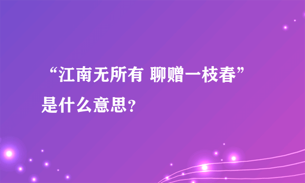 “江南无所有 聊赠一枝春”是什么意思？