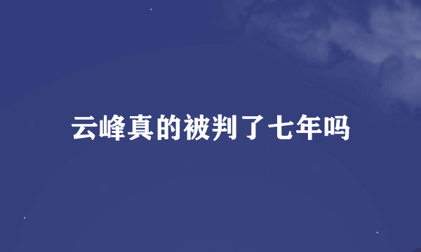 云峰真的被判了七年吗