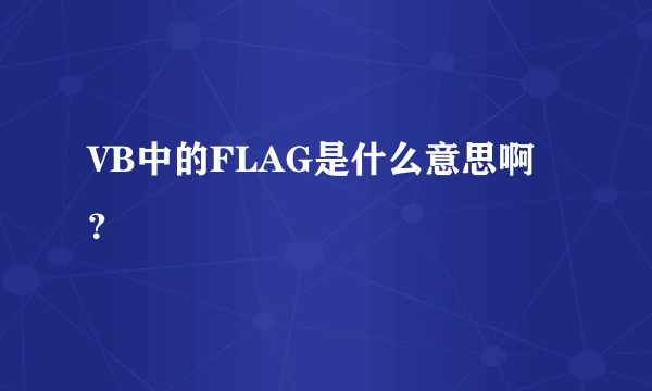 VB中的FLAG是什么意思啊？