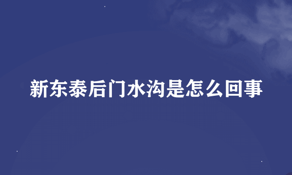 新东泰后门水沟是怎么回事