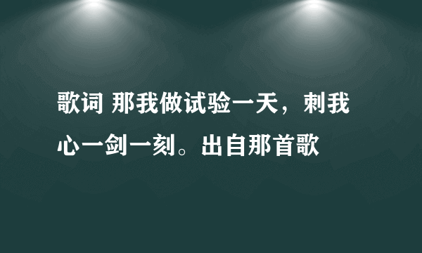 歌词 那我做试验一天，刺我心一剑一刻。出自那首歌