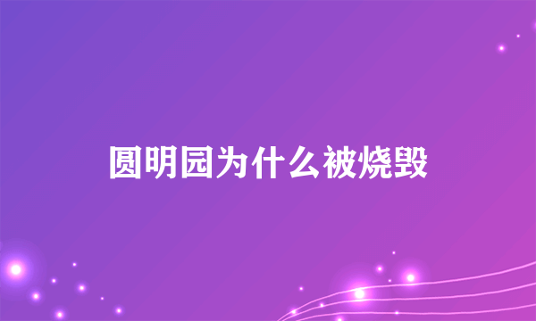 圆明园为什么被烧毁