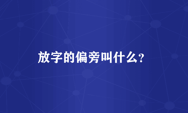 放字的偏旁叫什么？