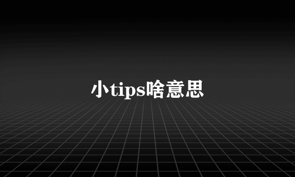 小tips啥意思