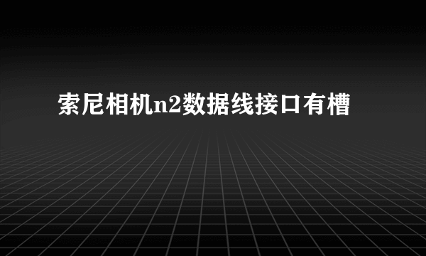 索尼相机n2数据线接口有槽