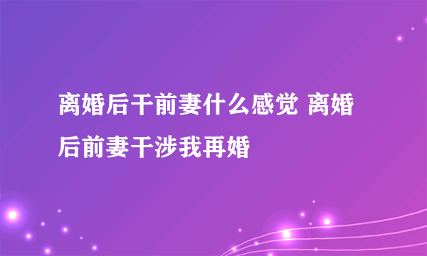 离婚后干前妻什么感觉 离婚后前妻干涉我再婚