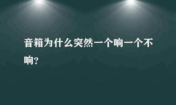 音箱为什么突然一个响一个不响？