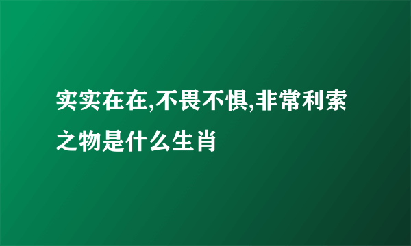 实实在在,不畏不惧,非常利索之物是什么生肖