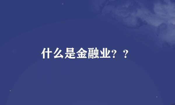 什么是金融业？？