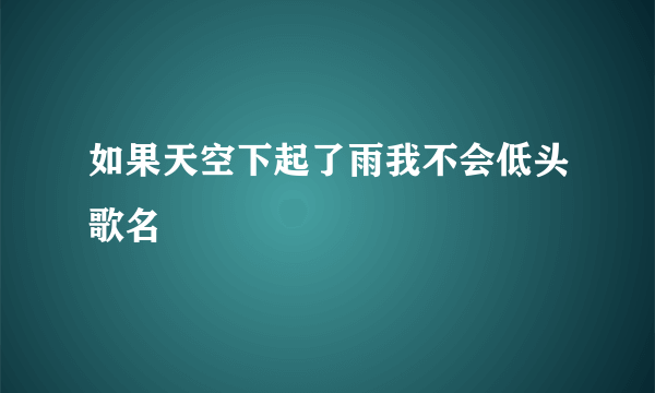 如果天空下起了雨我不会低头歌名