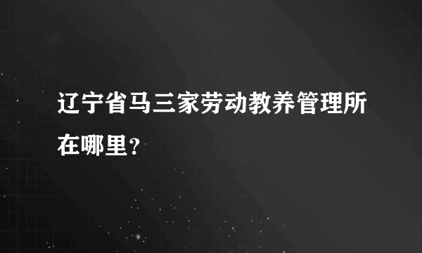 辽宁省马三家劳动教养管理所在哪里？