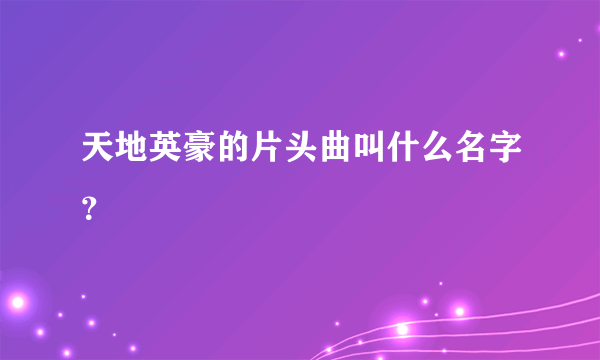 天地英豪的片头曲叫什么名字？