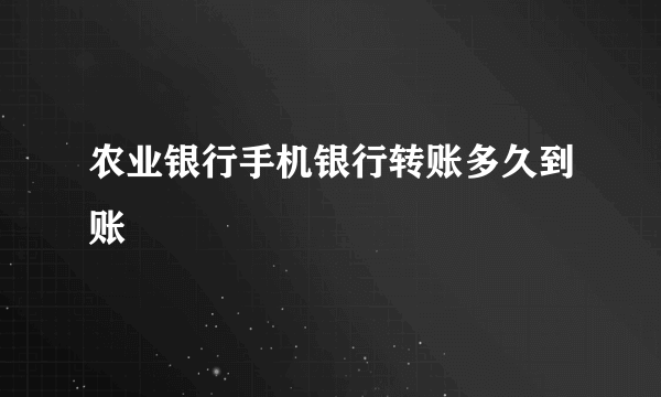 农业银行手机银行转账多久到账